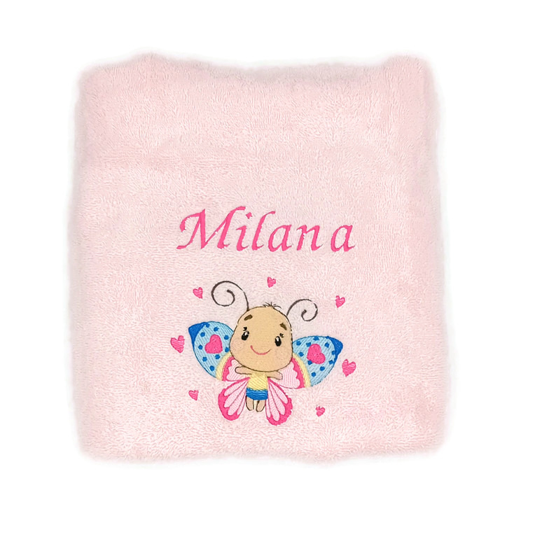 Motif PAPILLON brodé sur linge de bain au choix  