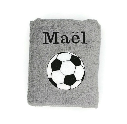 Motif ballon de foot brodé sur linge de bain au choix