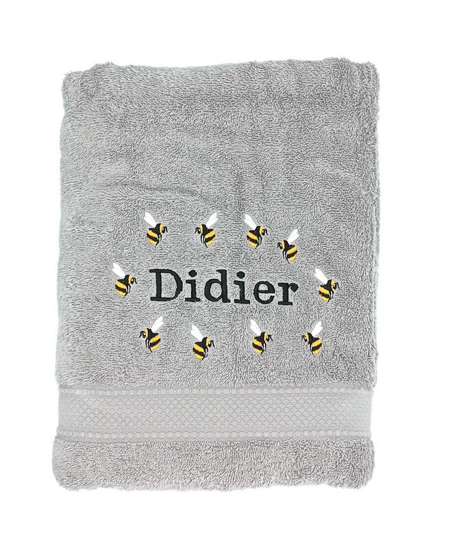 Motif abeilles brodé sur serviette, drap de bain ou pack complet. Cadeau personnalisé