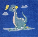 Motif dinosaure papillon brodé sur linge de bain au choix 