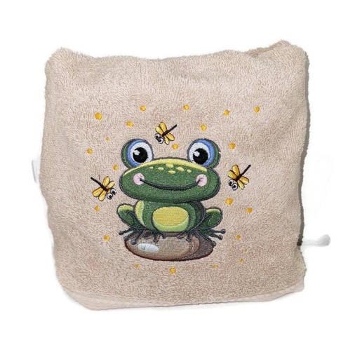 Motif grenouille brodé sur linge de bain au choix  