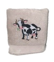 Motif vache brodé sur linge de bain au choix