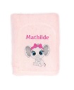 Motif éléphant noeud rose brodé sur linge de bain au choix