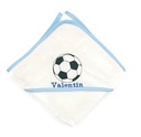 Motif ballon de foot brodé sur cape de bain bébé 