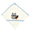 Motif raton laveur brodé sur cape de bain bébé 