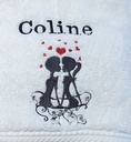 Motif couple silhouette sur linge de bain au choix 