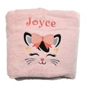 Motif chat visage brodé sur linge de bain au choix  