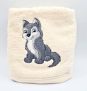 Motif loup brodé sur linge de bain au choix