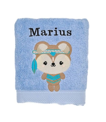 Motif nounours boho brodé sur linge de bain au choix  