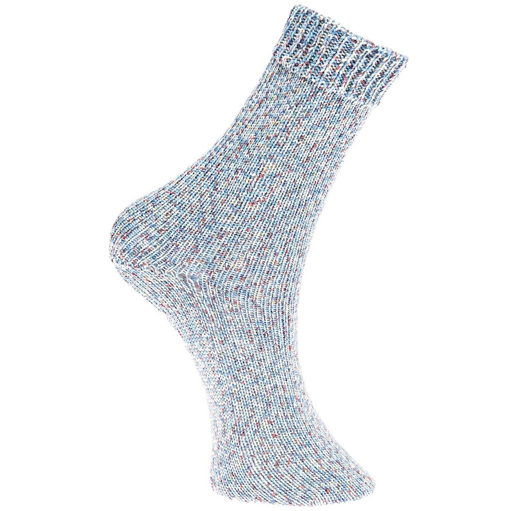 Fil pour chaussette Rico Superba Bamboo 4 fils confetti bleu 030