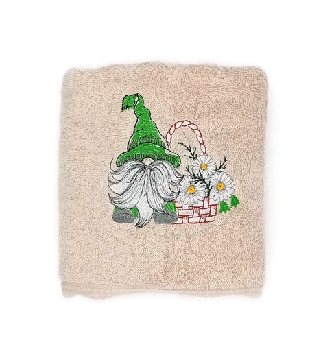 Motif gnome vert sur linge de bain au choix