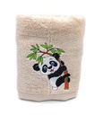 Serviette personnalisée avec un adorable panda et sa branche de bambou