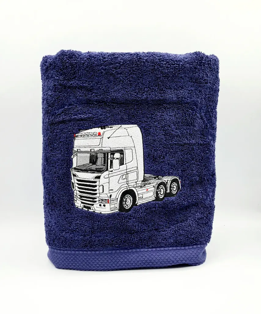 Serviette brodée personnalisé cadeaux pour les passionnés de camions ou poids lourds 