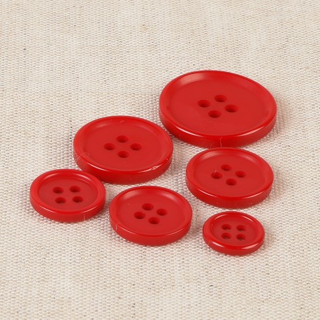 Bouton Classique 4 trous 23 mm 519 rouge 