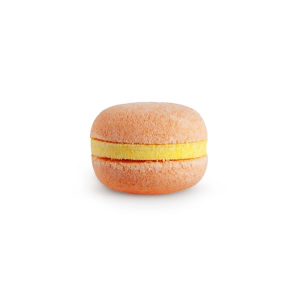 Macaron effervescent pour le bain pêche