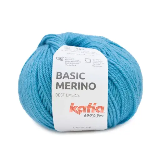 [BASIC104] Basic Mérino 104 Bleu Cyan Laine Katia