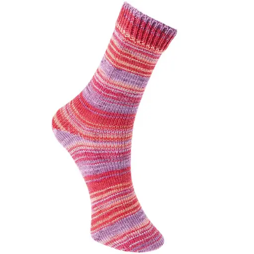 [383894.017] Fil pour chaussette Rico Superba Bamboo 4 fils rouge-lilas mix