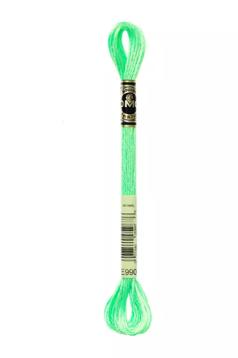 [317WE990] Fil à broder Mouliné Métallisé E990 Vert fluo 