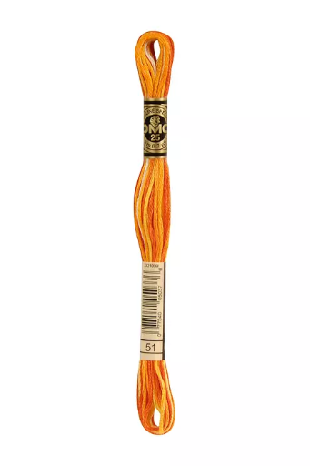 [117MC51] Fil à broder Mouliné Spécial DMC 51 Orange citrouille ombré 