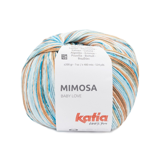 [MIMOSA311] Mimosa 100% Coton Katia 311 Bleu-Saumon clair-Brun cuivré