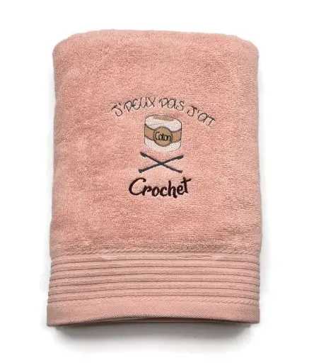 Motif J peux pas j'ai crochet version fille brodé sur linge de bain au choix 