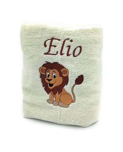 Motif lion brodé sur linge de bain au choix