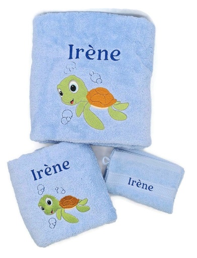 Motif tortue brodé sur linge de Bain au choix