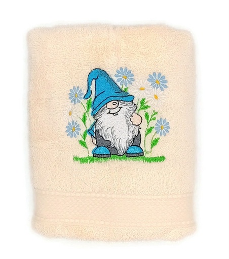 Motif gnome bleu sur linge de bain au choix