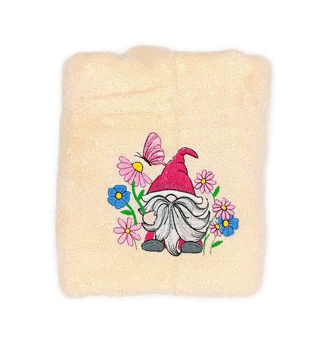 Motif gnome fuchsia sur linge de bain au choix 