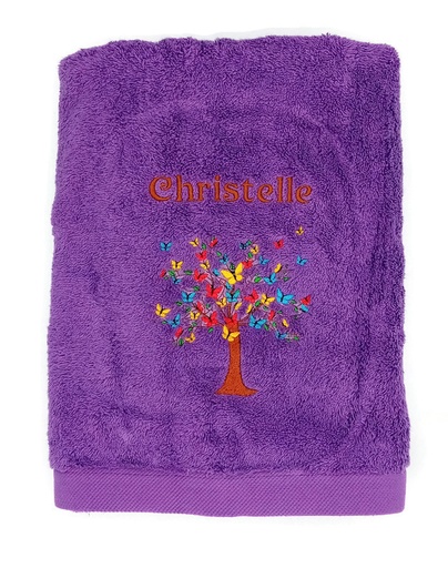 Serviette éponge absorbante personnalisée motif arbre papillon