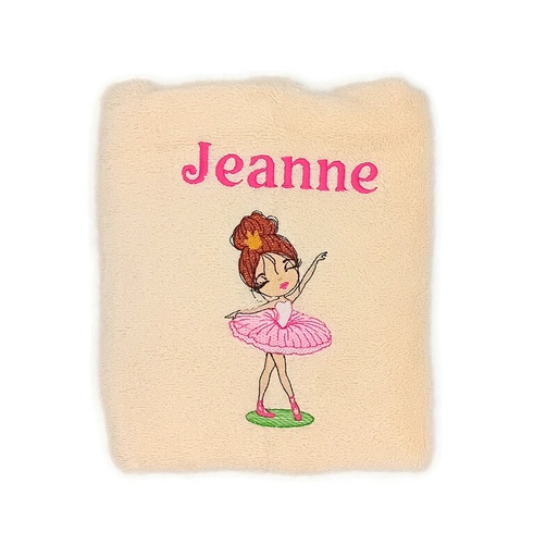 Motif ballerine Jeanne sur linge de bain au choix 