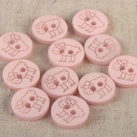 [M60804015512] Bouton mouton 15 mm 512 Rose Layette