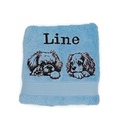 Motif chien en duo brodé sur linge de bain au choix 