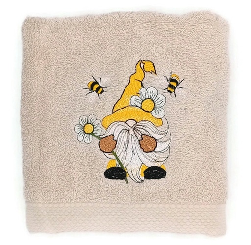 Motif gnome jaune sur linge de bain au choix